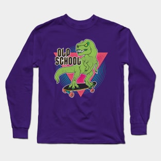 Distressed Old School Skateboarding Dinosaur - T-Rex Skater Long Sleeve T-Shirt